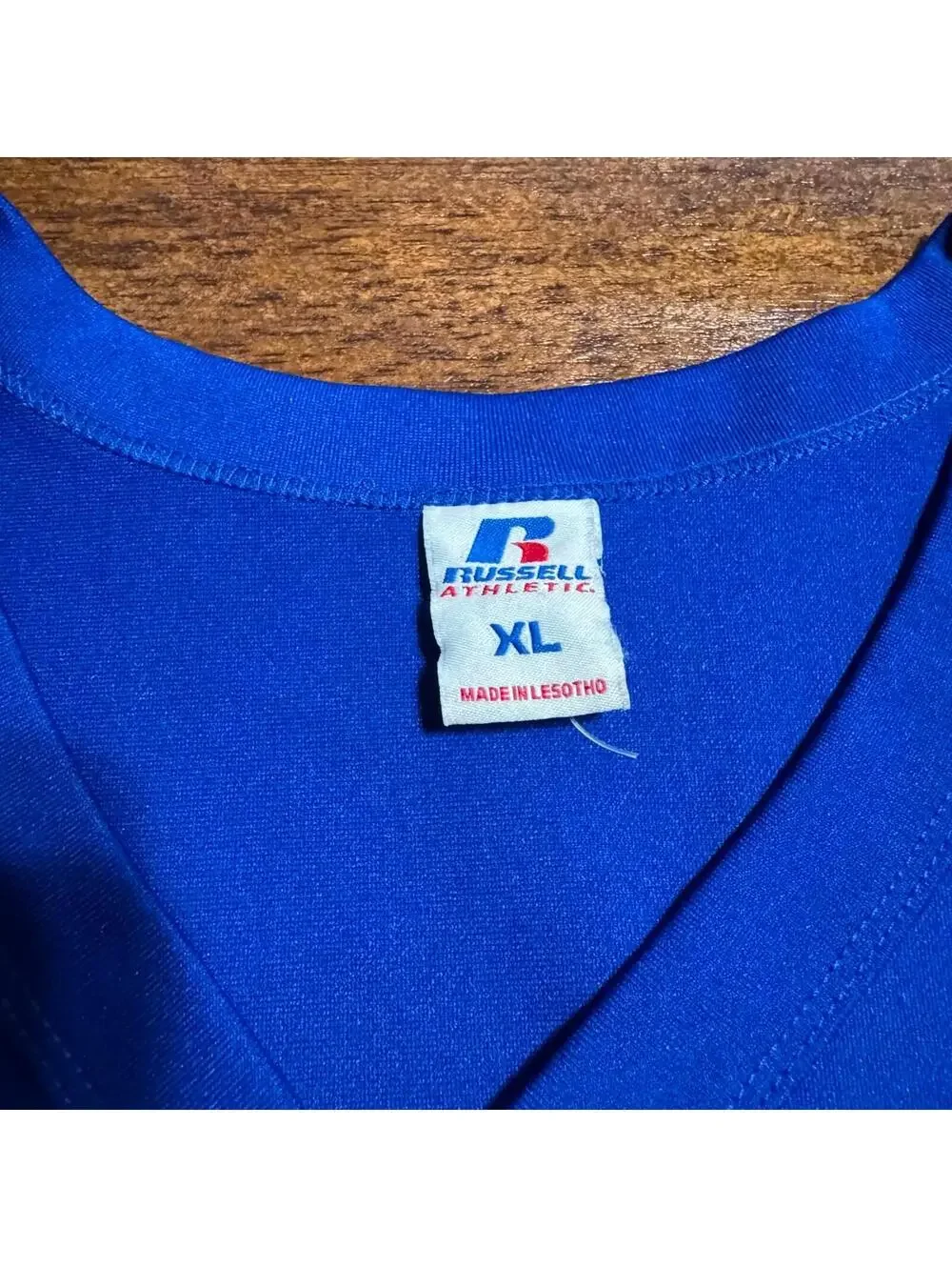 Vtg Russell Athletic 80s 90s  Cougars Football Jersey Mens XL BLue Cropped Mesh - Picture 6 of 7
